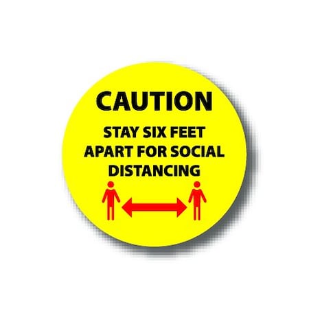 Ergomat 6in CIRCLE SIGNS Caution Stay Six Feet Apart For Social Distancing DSV-SIGN 36 #6247 -UEN